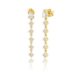 Yellow Gold and Dimond Chain Earring